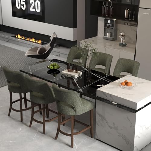 VKNOW Bar Stools Set of 2, 26" Fabric Counter Height Bar Stools, Green - Image 5