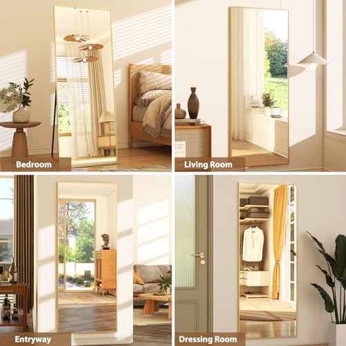 GLSLAND 64"x21" Full Length Mirror, Full Body Mirror with Stand,Gold - Image 6