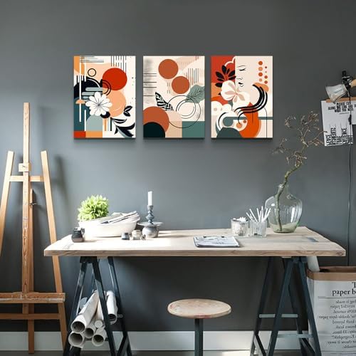 MHARTK66 Canvas Wall Art For Bedroom & Living Room - Boho & Vintage Flowers Wall Painting - Abstract Art - Ready To Hang - Framed Wall Pictures - 3 Panels - Image 4