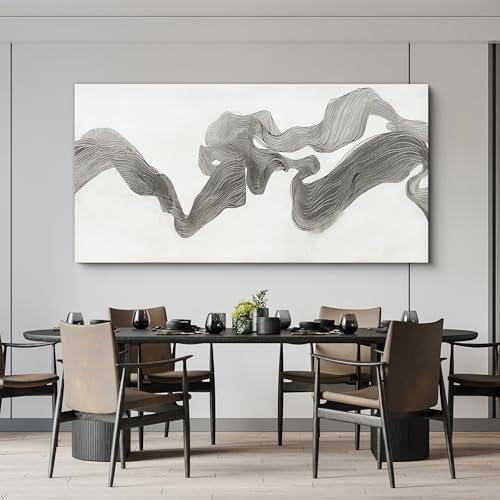 Abstract Wall Art Decor Large Modern Wall Art Decor Oversized Wall Art Pictures for Living Room Abstract Canvas Art Wall Decor Gray White Wall Art Prints Artwork for Walls Home Office Decor 29" X 58" - Image 4