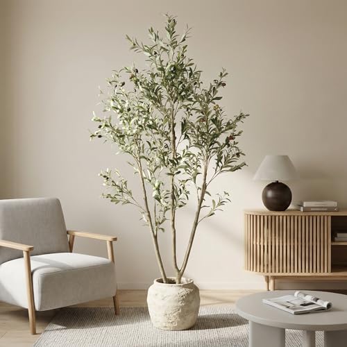 6FT Artificial Olive Tree, Faux Plants Indoor, Fake Tree with Black Pot by Unknown