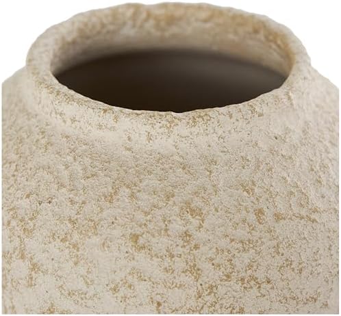 Deco 79 Ceramic Decorative Vase Hourglass Textured Centerpiece Vase with Brown Distressing, Flower Vase for Home Decoration 8" x 8" x 12", Cream - Image 4
