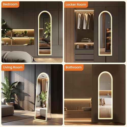 Sweetcrispy Arched LED Full Length Floor Mirror, 60"x16" Full Body Mirror - Image 6