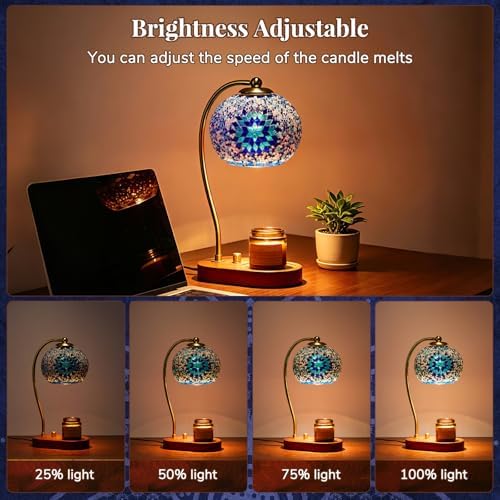 Turkish Mosaic Candle Warmer Lamp, Tiffany Style Wax Melt Warmer,Blue - Image 5