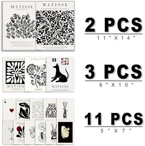 ANERZA 16 PCS Black and White Wall Art Decor, Matisse Abstract Gallery Wall Prints for Bedroom, Minimalist Posters for Living Room Aesthetic, Collage Kit Pictures, Dorm Home Decor - Image 2