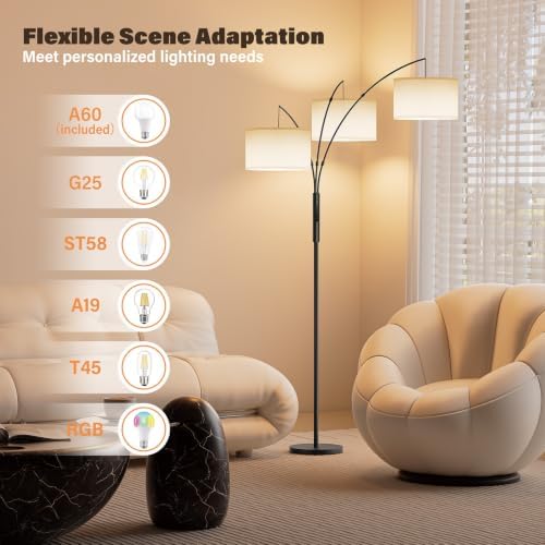 SIBRILLE Upgraded 36W Floor Lamps for Living Room - Super Bright Dimmable Tree Floor Lamp with Remote & Touch Control, Tall Lamp for Living Room Corner, Bedroom, Office - Image 5