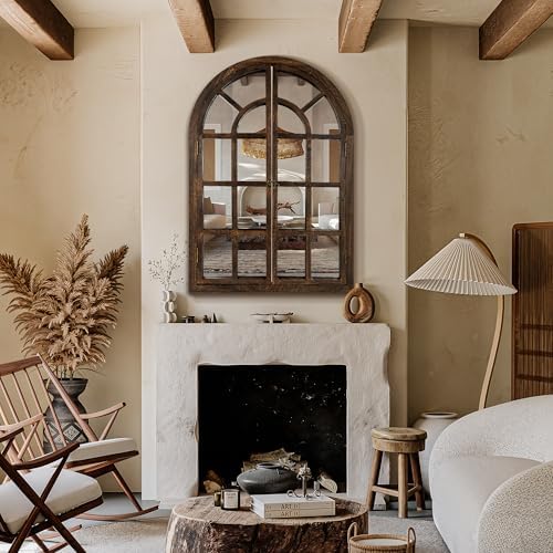 Farmhouse Window Mirror for Wall, 40”x28” Rustic Vintage Arch Mirror - Image 2