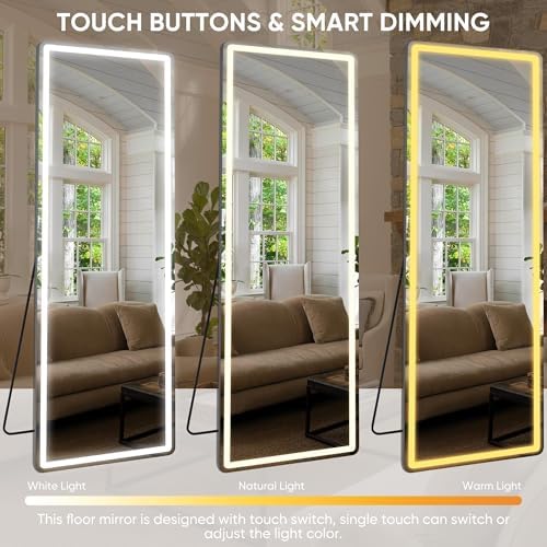 Antok 71"x28" LED Full Length Mirror, Lighted Floor Mirror, Rect - Image 4