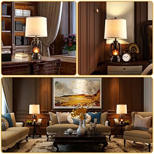 Farmhouse Lantern Table Lamps for Living Room Set of 2 with USB C+A - Image 4