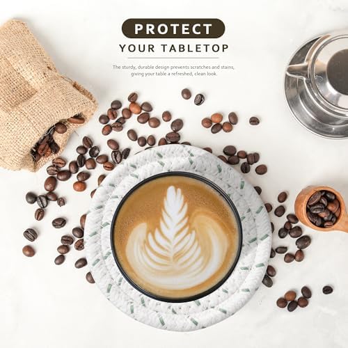Lazebox Coasters Set of 8 for Drinks, 4 Inch Large Coasters for Coffee Table, Tabletop Protection for Hot & Cold Drinks, Versatile Coasters for Home Decor, Non-Slip & Easy to Clean, Mint Green - Image 5
