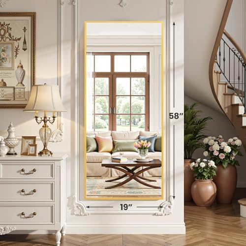 OLIXIS Full Length Mirror with Stand, Full Body Mirror, 58x19 - Image 5