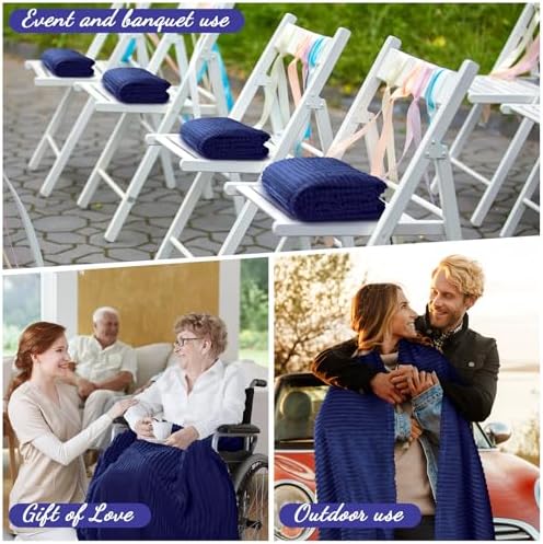 Buryeah 24 Pcs Flannel Blankets Bulk,Fall Outdoor Wedding, Navy - Image 4