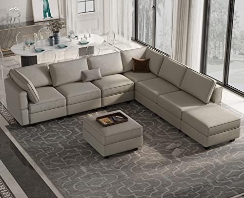 Belffin Modular Sectional Sofa with Storage Chaises Sectional Sleeper Sofa Couch 8 Seat Sectional Bed Grey - Image 3