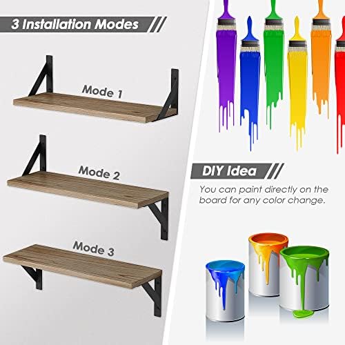 Floating Shelves with Black Metal Brackets Set of 3, Light Wood Wall Bookshelf for Bedroom Over Desk Bed, Hanging Shelf for Office Kitchen Living Room, Bathroom Over Toilet (Natural Color) - Image 6