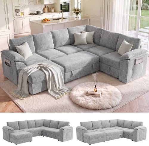 108 In L Shaped Modular Sectional Sofa Couch for Living Room, Light Gray by Leramaner