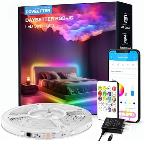 DAYBETTER Smart IC LED Strip Lights, BGRIC LED Lights for Bedroom, DIY Multiple Colors on One Line, App Control Color Changing Strip Lighting Music Sync Home Decor 16.4 ft by DAYBETTER