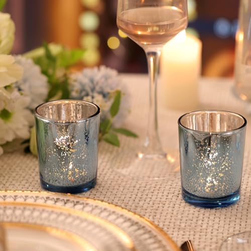 Volens Blue Party Decorations 72pcs, Mercury Glass Votive Candle Holders - Image 6