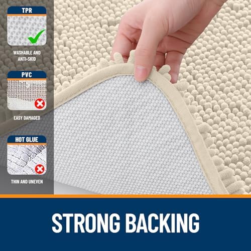 OLANLY Bathroom Runner Rugs 47x24, Extra Soft Absorbent Chenille Bath Rugs - Image 6