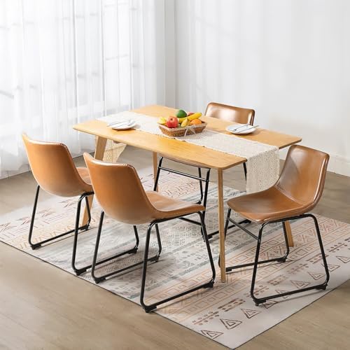 Waleaf Dining Chairs Set of 4, 18" Faux Leather Counter Height Bar Stools by Waleaf