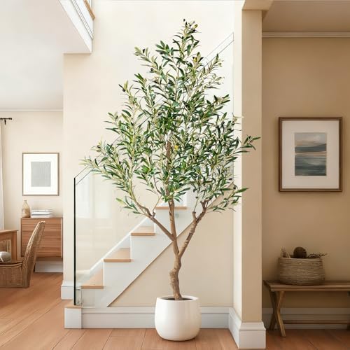 Erimda 7ft Artificial Olive Tree, Realistic Faux Olive Plant with Hand-Placed Fruits, Sturdy Fake Olive Tree for Living Room, Office, Modern Farmhouse Home Decor by BringNatureToYourHome%EF%BC%81