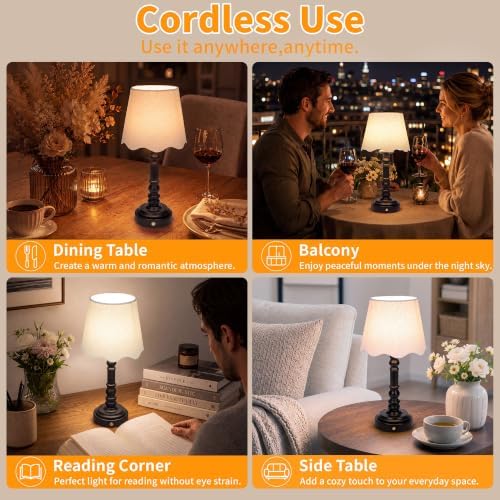 ShineTech 14" Small Table Lamps for Bedroom Rechargeable Cordless, Set of 2 - Image 6