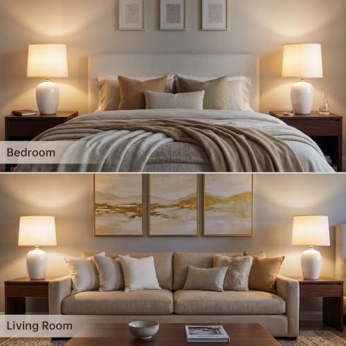 Dawnwake 19.1" Ceramic Table Lamps Set of 2 for Bedroom Living Room,White - Image 5
