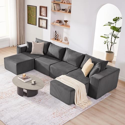 135.4" Modular Boneless Couch, Sectional Couches for Living Room, Darkgrey - Image 4