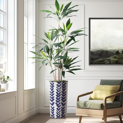 Artificial Tree in Modern Pattern Planter, Fake Dracaena Tree Silk Tree for Indoor and Outdoor Home Decoration - 66" Overall Tall (Plant Pot Plus Tree) by SIGNWIN