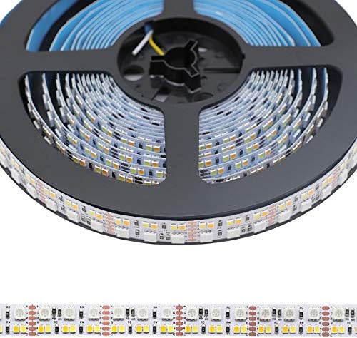 DC12V RGB CCT Color Changing LED Strip Light, 5050 RGB 2835 Warm White Daylight White Double Row Super Bright RGBWW Non-Waterproof Flexible LED Tape Light(DC12V 5meter/16.4ft) by SLLHUT