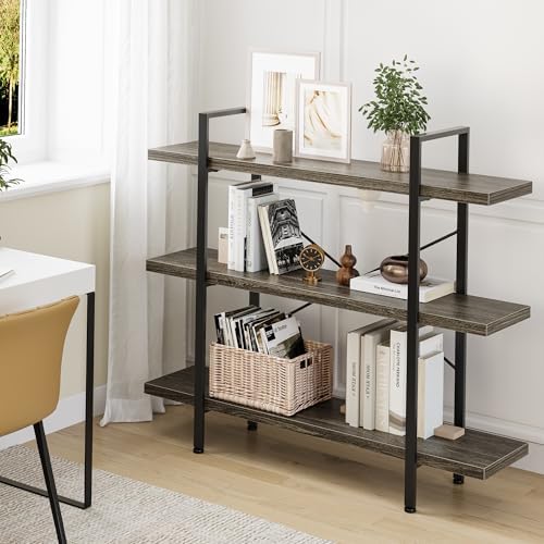 OtterOasis Heavy Duty 3 Tier Industrial Bookcase for Home Office, Grey - Image 6