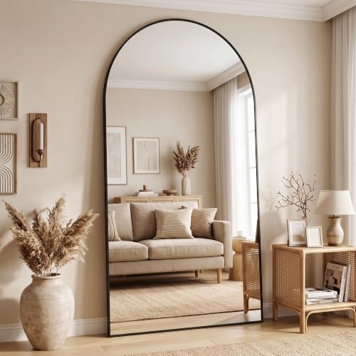 90"x46" Arched Full Length Mirror, Large Floor Mirror, Black - Image 2