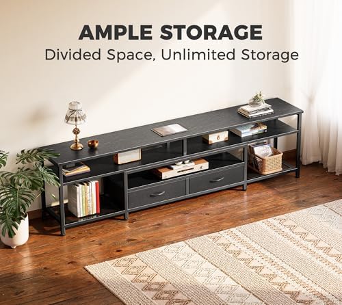 Huuger 71 Inch LED TV Stand with Power Outlets for 75 80 Inch TV - Image 4