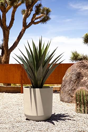 Veradek Round Lima Plastic Planter Pots for Indoor/Outdoor Garden Use, Sand Color, 5 Year Warranty - Image 5