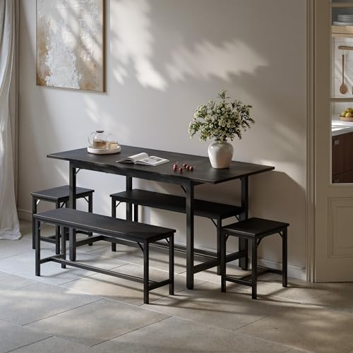 Tatub 5-Piece Extendable Dining Table Set for 4-8, 63" Kitchen Table Set - Image 4