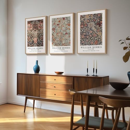 Large Framed William Morris Vintage Wall Art for Living Room, 3 Piece - Image 2