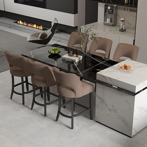 VKNOW Bar Stools Set of 6, 26" Upholstered Counter Height Bar Stools - Image 3