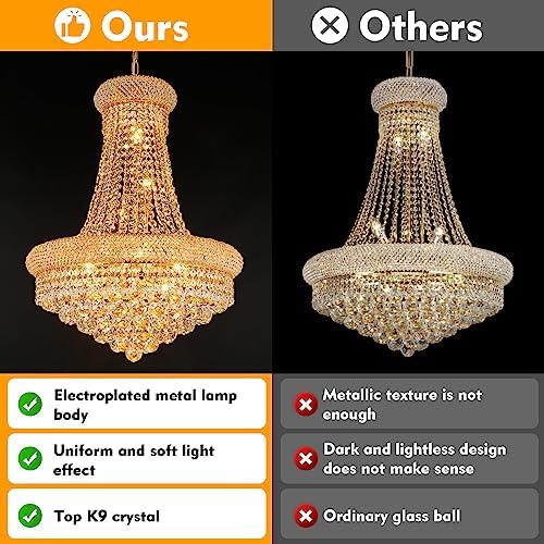 Gold Crystal Chandeliers for Dining Room，12-Lights D22 Inch - Image 5