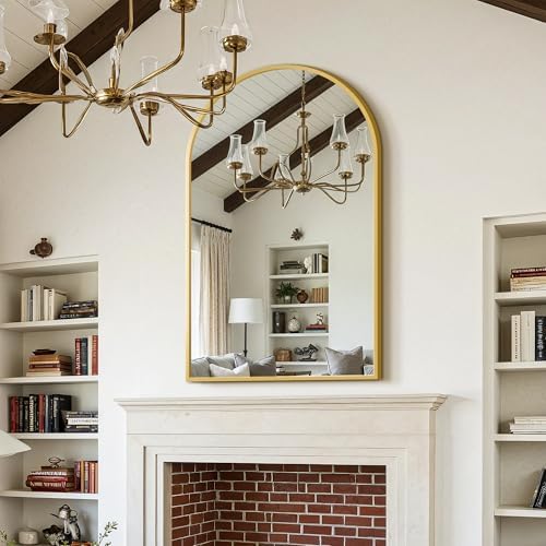 FICTOR 30" x 50" Arched Bathroom Vanity Mirror for Over Sink, Gold - Image 3