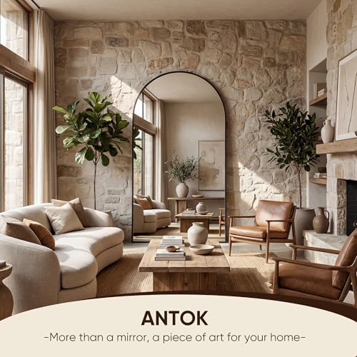 Antok 76" x34” Arched Full Length Mirror, Floor Mirror with Stand,Black - Image 4