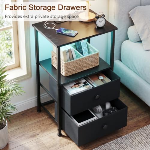 LOAKEKEL Nightstands Set of 2, LED Night Stand with Charging Station - Image 6