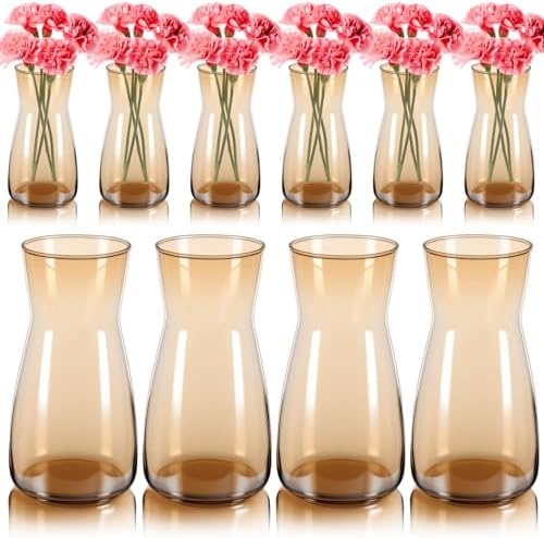 Thenshop 10 Pcs 8'' Tall Clear Glass Flower Vase for Bouquet, Amber by Thenshop