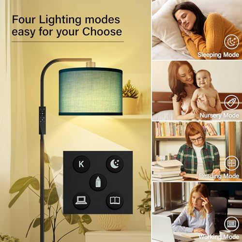 BoostArea Dimmable Floor Lamp for Living Room,Arc Remote Control Sofa Lamps,Stepless Dimmable & Colors Temperature,2700-6500k,Foot Switch,67 in All Modern Standing Lamp for Bedroom Office,Green - Image 5