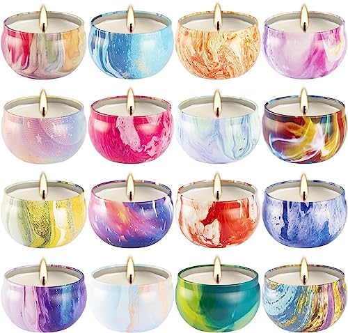 YOROXRG 16 Pack Scented Candles Gift Set - 2.5oz Strong Fragrance Natural Soy Wax Candles in Portable Travel Tin Jars - Perfect for Home Decoration and Gifting by YOROXRG