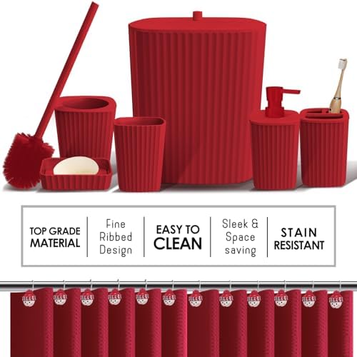 Clara Clark Bathroom Set - Christmas Bathroom Accessories Set, 24PC Bathroom Accessory Set, Christmas Bathroom Sets with Adhesive Corner Shower Caddy Hanging, Toilet Brush, Trash Can & Soap Dispenser - Image 6