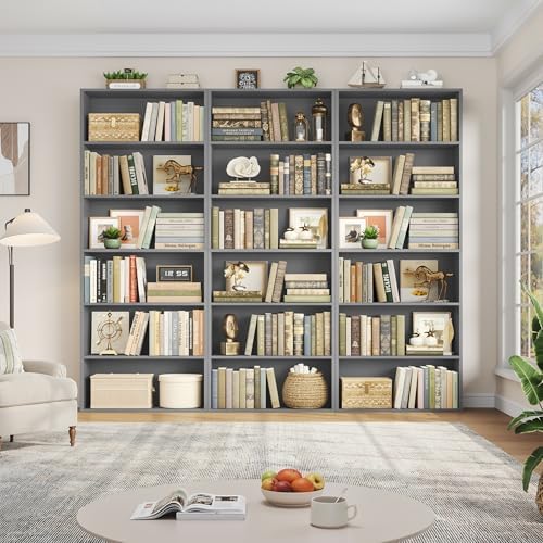 FOTOSOK 6 Tier Tall Bookshelf Bookcase with Open Display Shelves, Dark Gray - Image 4