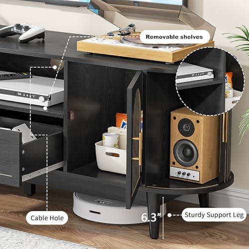 70" Fluted TV Stand for Tvs up to 80" Entertainment Center with Storage - Image 3