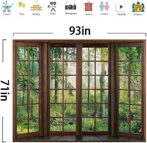 Green Forest Window Tapestry Natural Scenery Tapestry for Bedroom 93"x 71" - Image 6