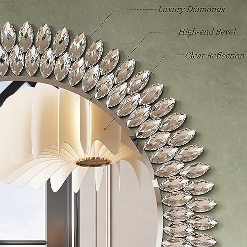 Kelly Miller 32" Jeweled Luxury Round Decorative Wall Mirror - Image 3