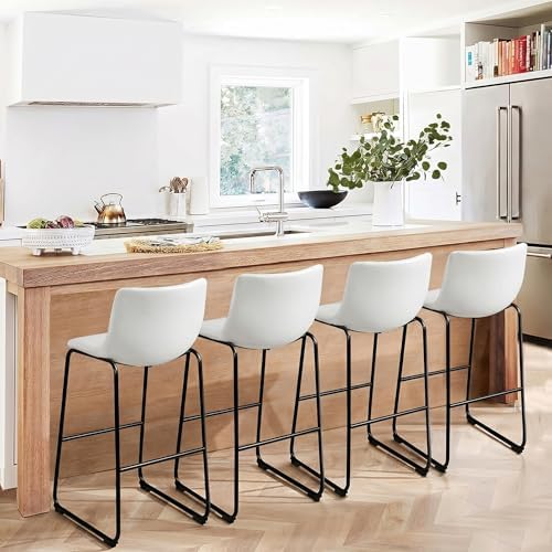 Waleaf 30 Inch Counter Height Bar Stools Set of 4, Faux Leather Bar Chairs by Waleaf