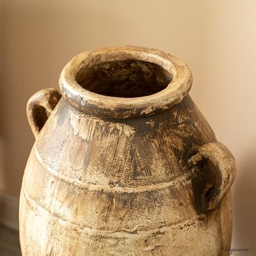 23-Inch Brown Antique-Inspired Fiberglass Tall Floor Vase - Farmhouse Boho Decor for Living Rooms, Entryway Tables, and Wedding Tables - The Perfect Table Centerpiece for Parties, and Special Events - Image 6